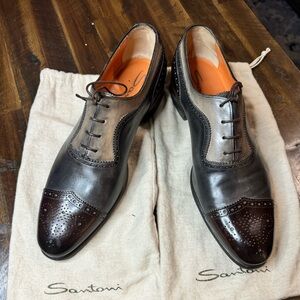 Santoni Three -Tone Leather Oxford Shoes size 10 D